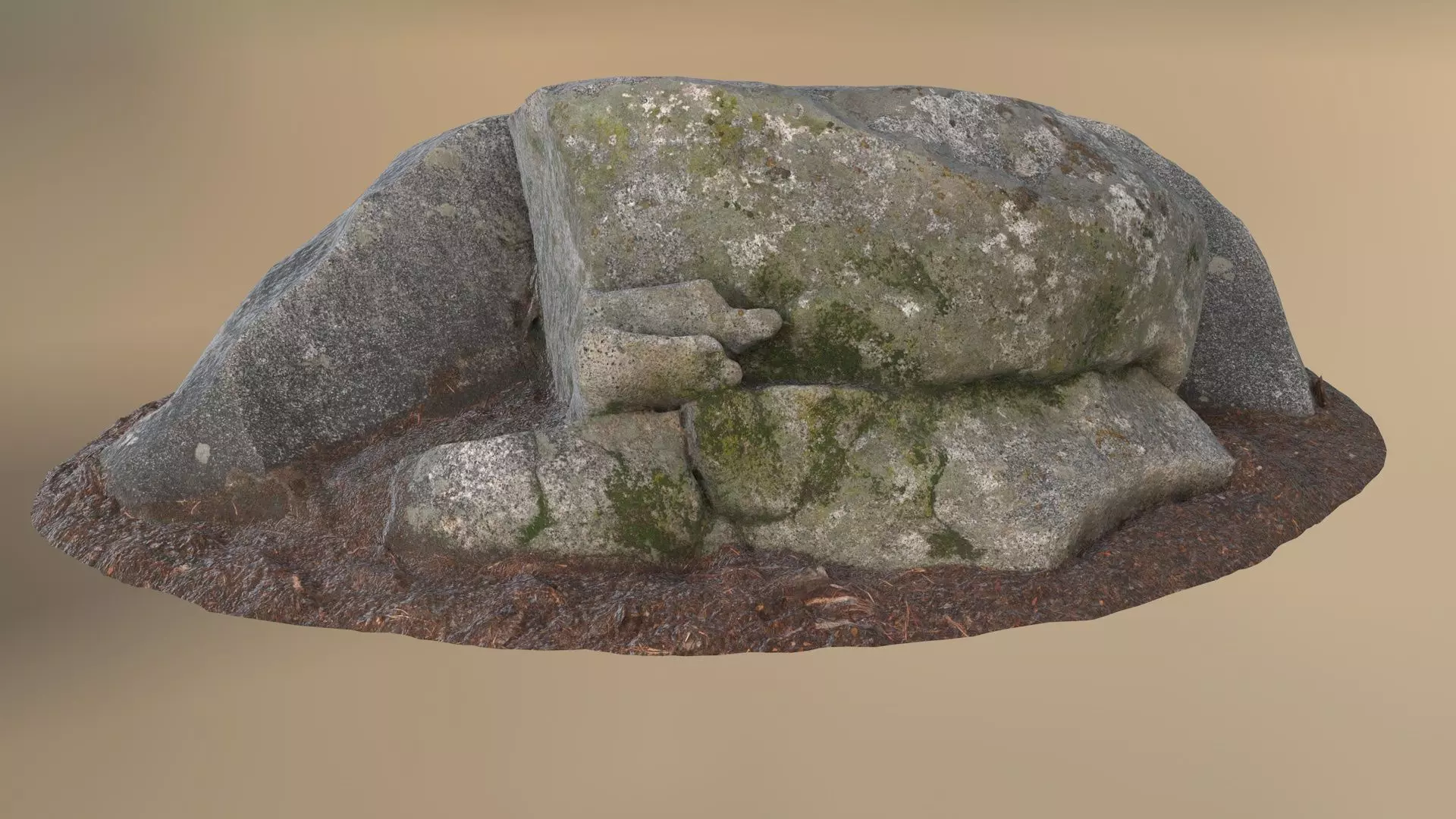Realistic Stone rock with moss 3D model_0