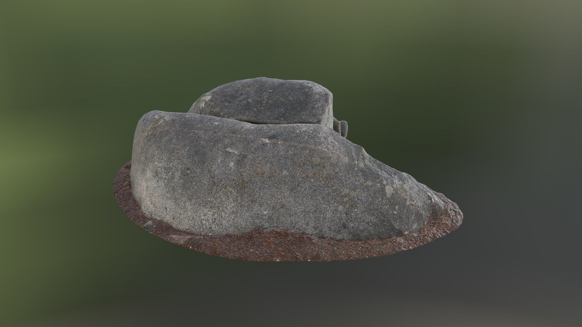 Realistic Stone rock with moss 3D model_4