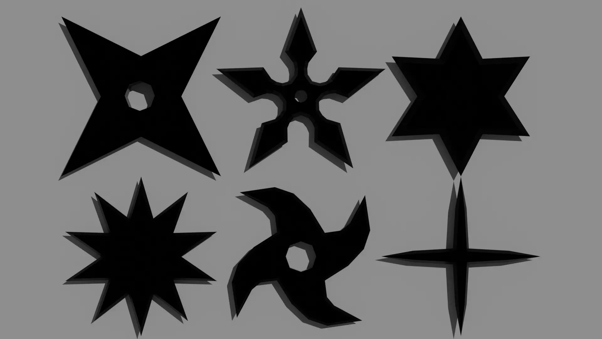 Shuriken Set different star shapes Free low-poly 3D model