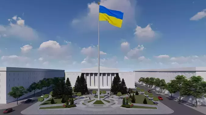 3d model of a flagpole