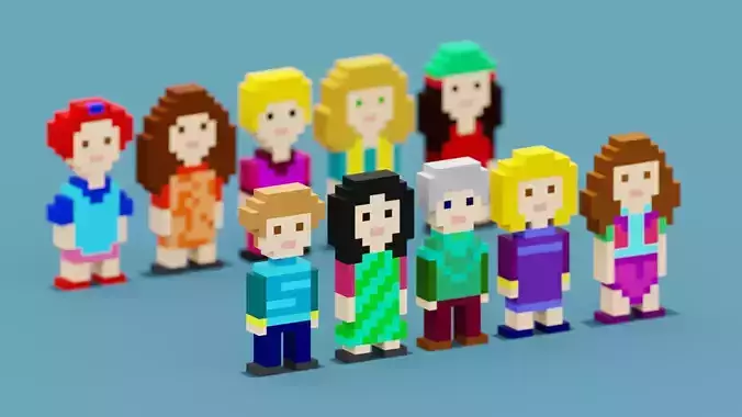 NFT Pixel Characters Low-poly 3D model