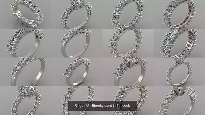 Rings -16 - U - Eternity band 3D Model Collection