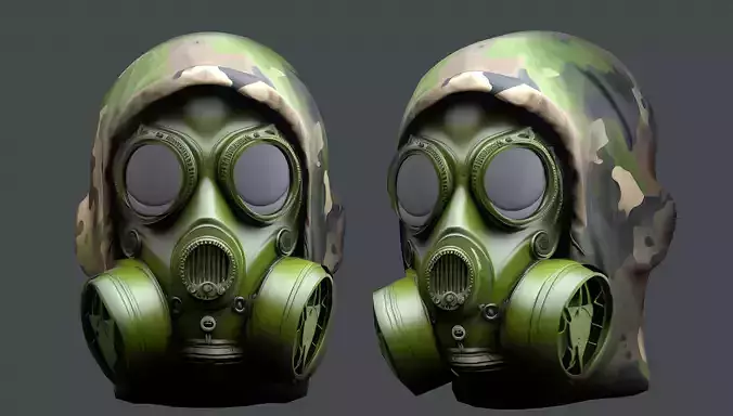 Gas mask helmet 3d model military combat Low-poly 3D model