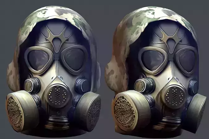 Gas mask helmet 3d model military combat Low-poly Low-poly 3D model