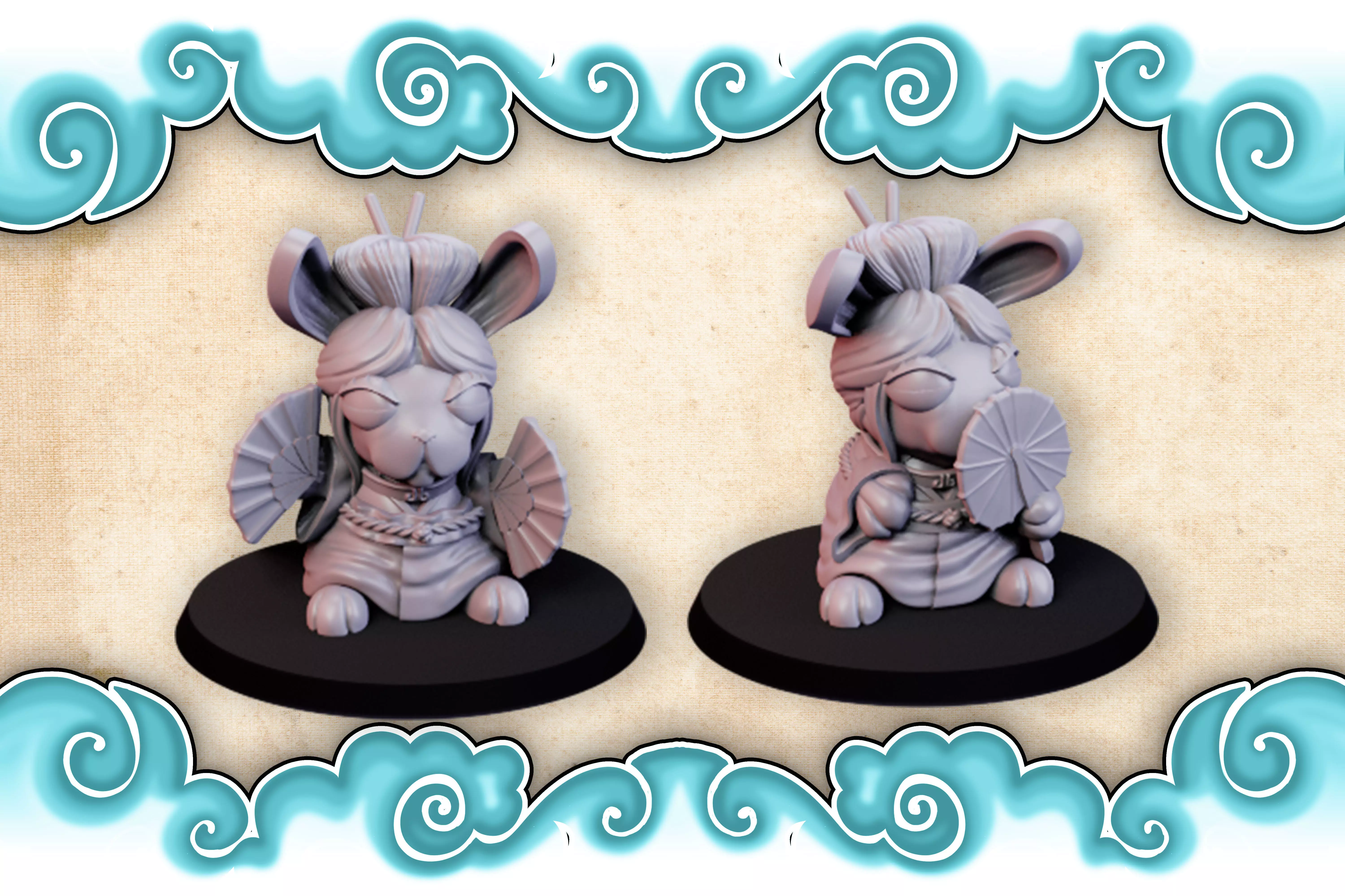 Rabbit cheerleader 3D print model_0