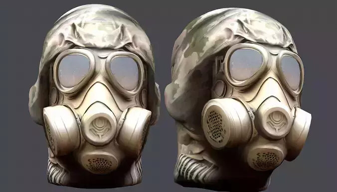 Gas mask helmet 3d model military combat Low-poly  Low-poly 3D model