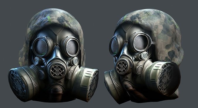 Gas mask helmet 3d model military combat Low-poly  Low-poly 3D model