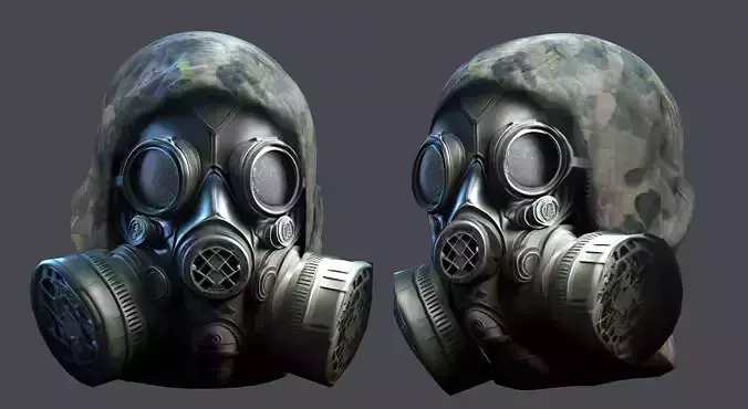 Gas mask helmet 3d model military combat Low-poly 