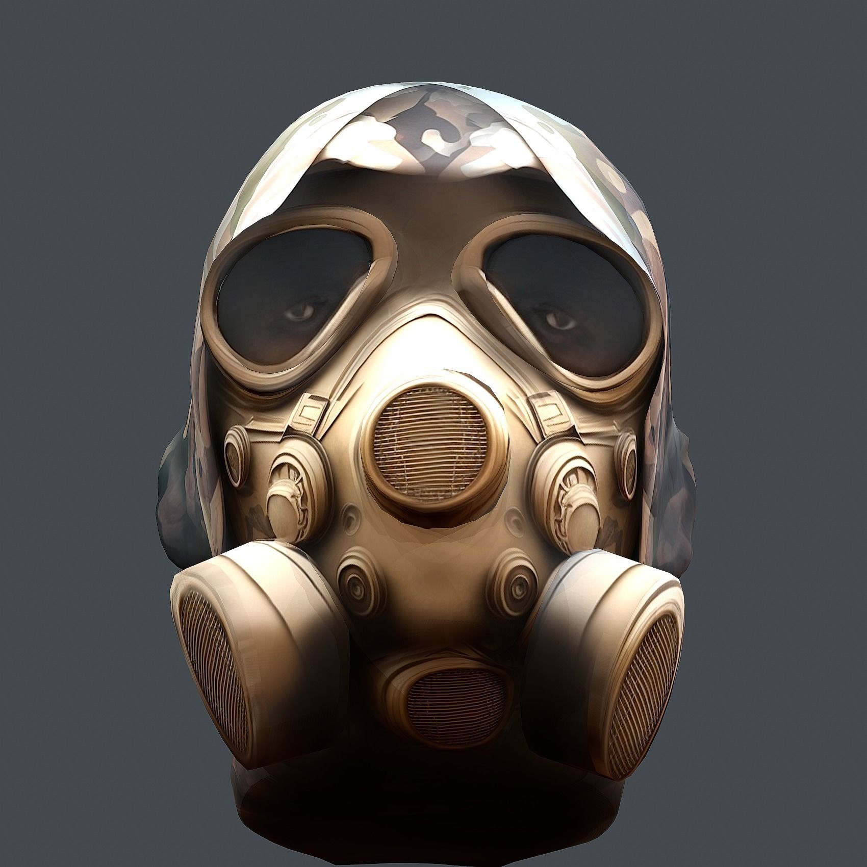 Gas mask helmet 3d model military combat Low-poly Low-poly 3D model_6