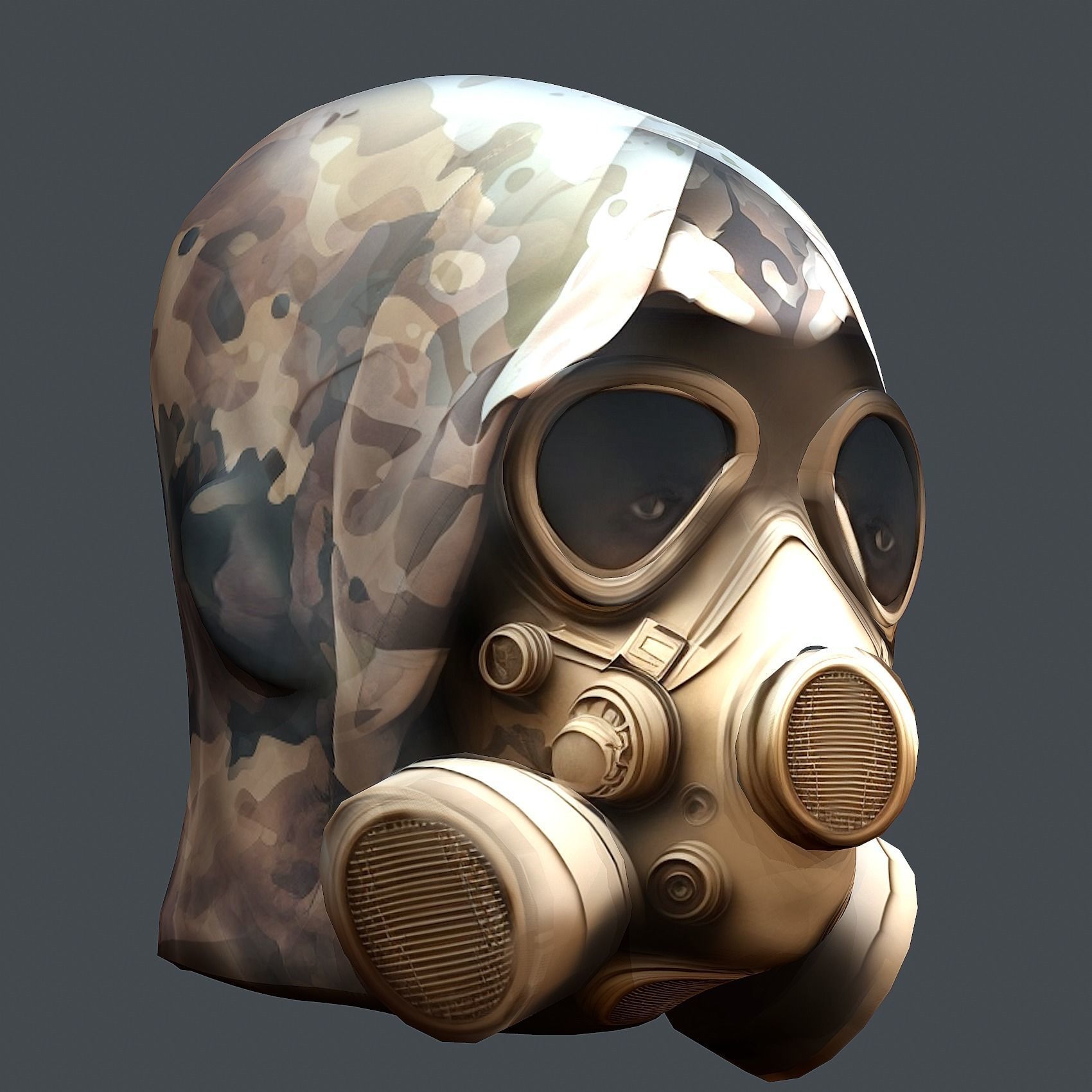 Gas mask helmet 3d model military combat Low-poly Low-poly 3D model_7