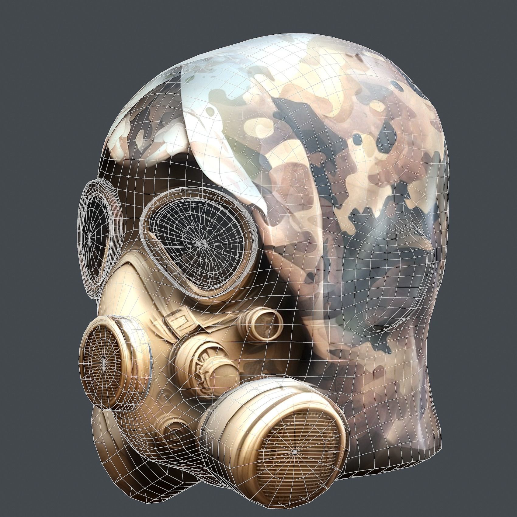 Gas mask helmet 3d model military combat Low-poly Low-poly 3D model_9