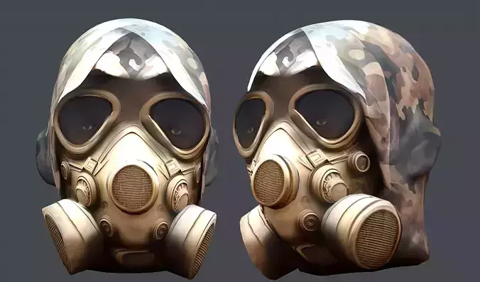 Gas mask helmet 3d model military combat Low-poly 