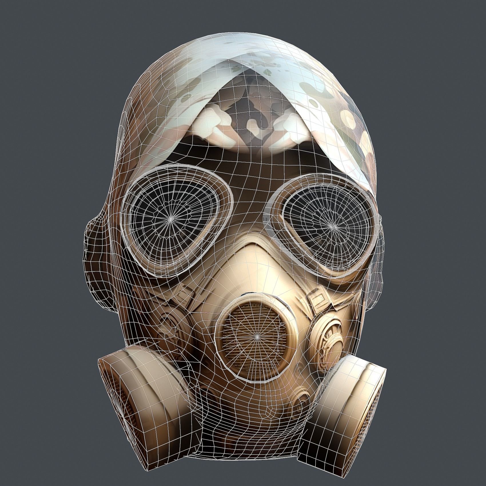 Gas mask helmet 3d model military combat Low-poly Low-poly 3D model_10