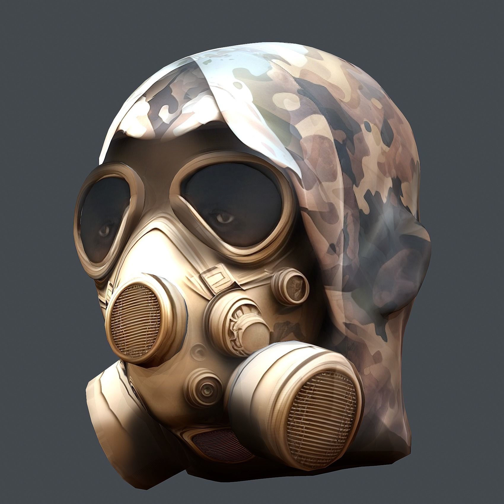 Gas mask helmet 3d model military combat Low-poly Low-poly 3D model_3