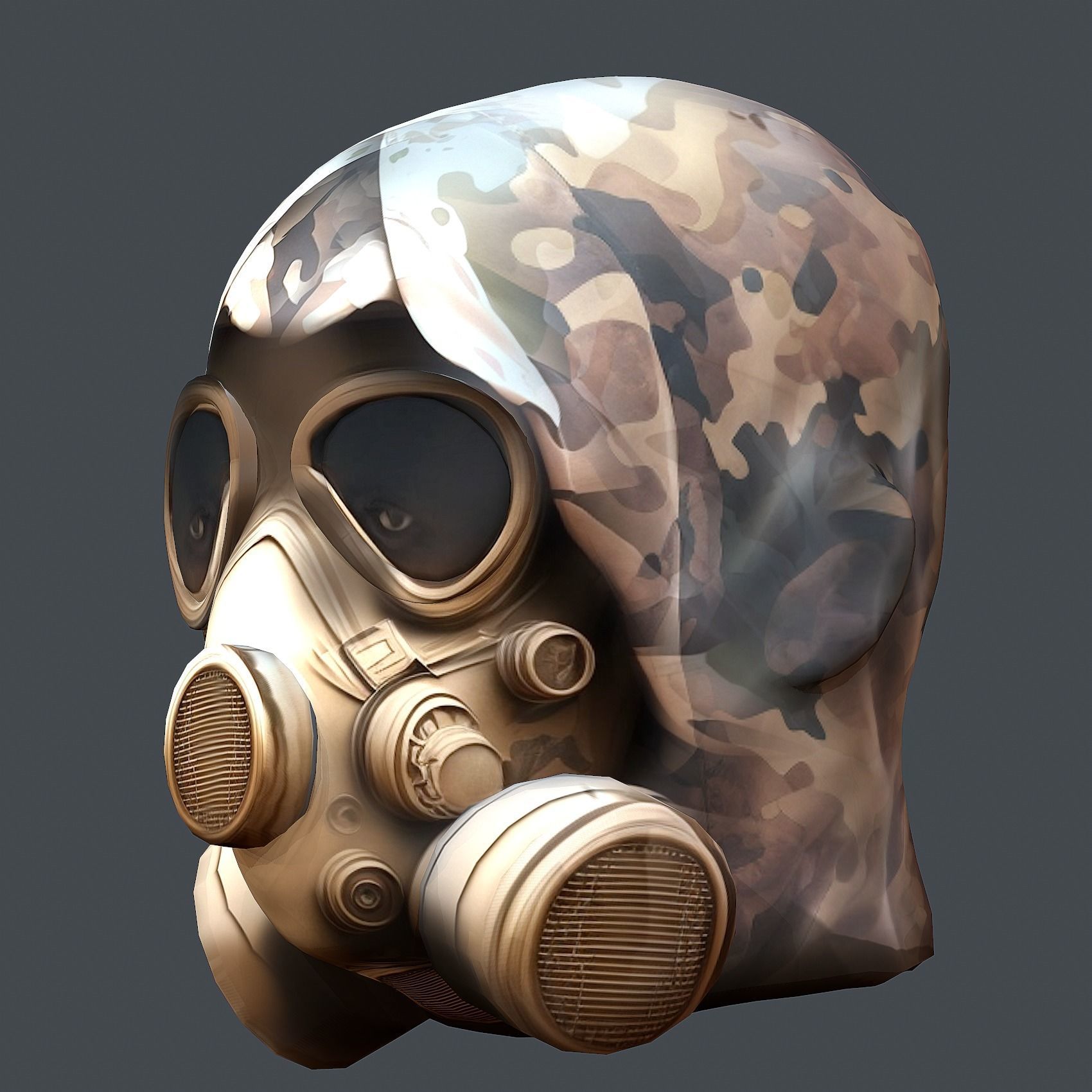 Gas mask helmet 3d model military combat Low-poly Low-poly 3D model_8