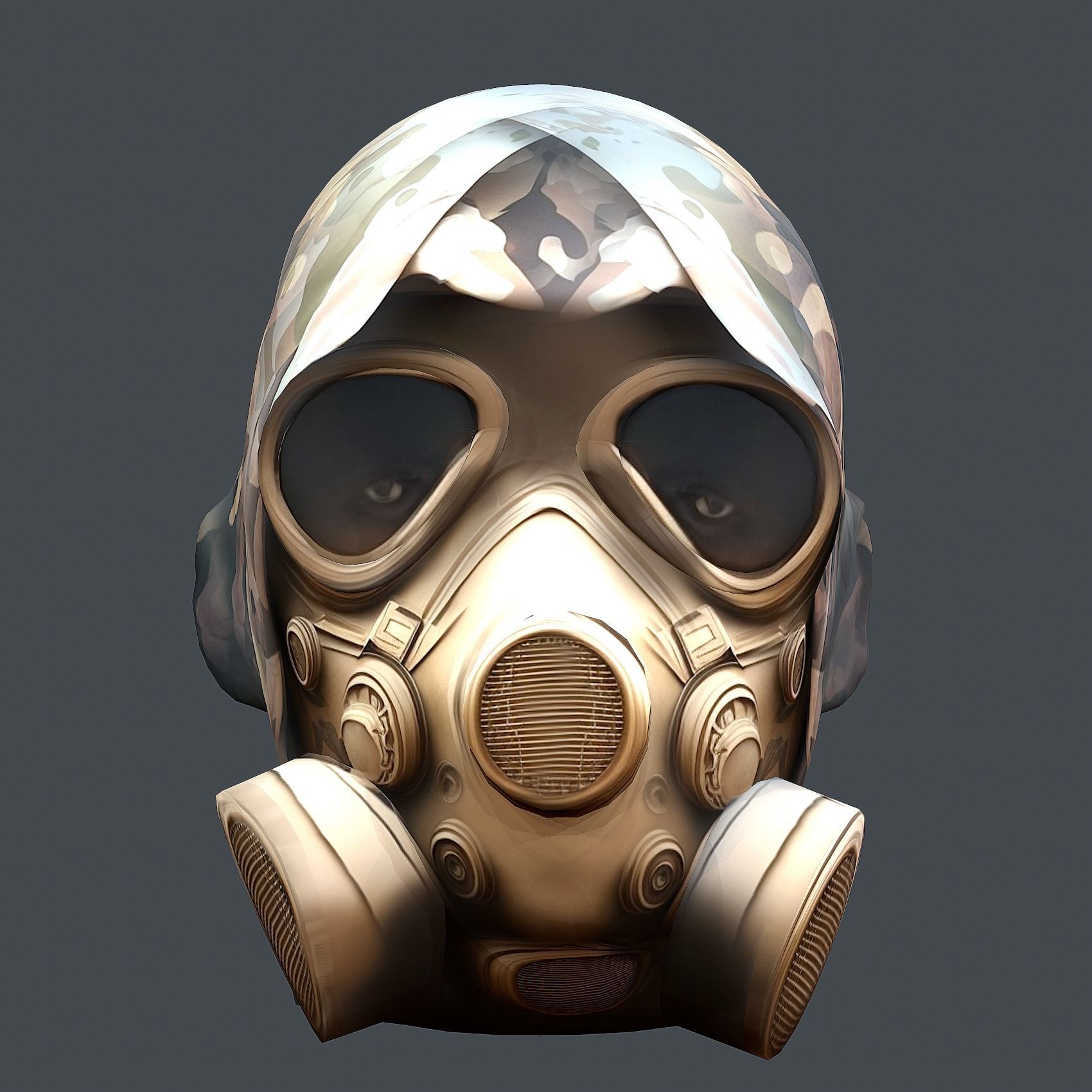 Gas mask helmet 3d model military combat Low-poly Low-poly 3D model_1