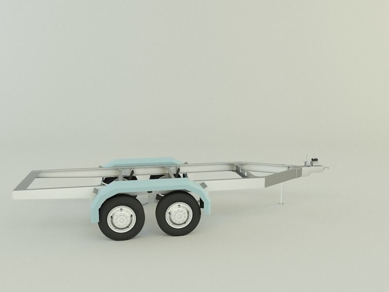two axle empty trailer 3D model_3