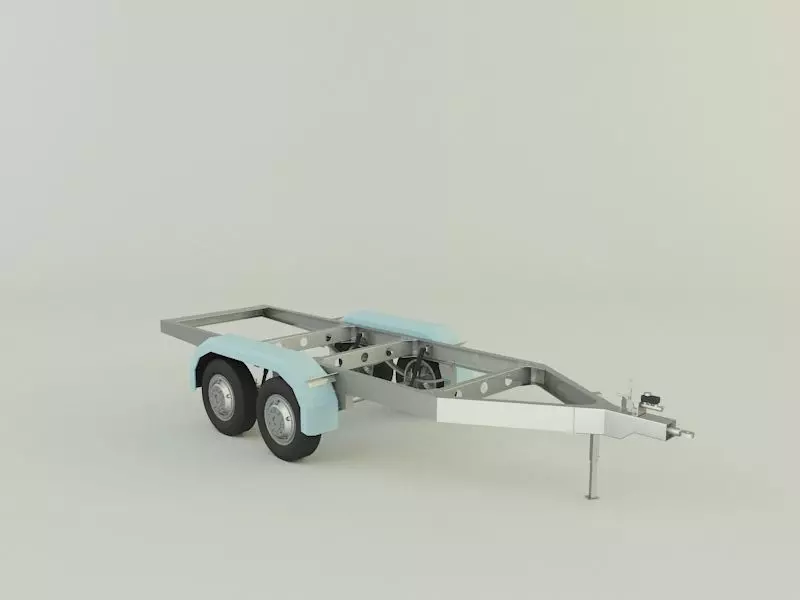 two axle empty trailer 3D model_0