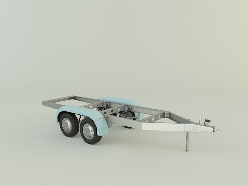 two axle empty trailer 3D model_1