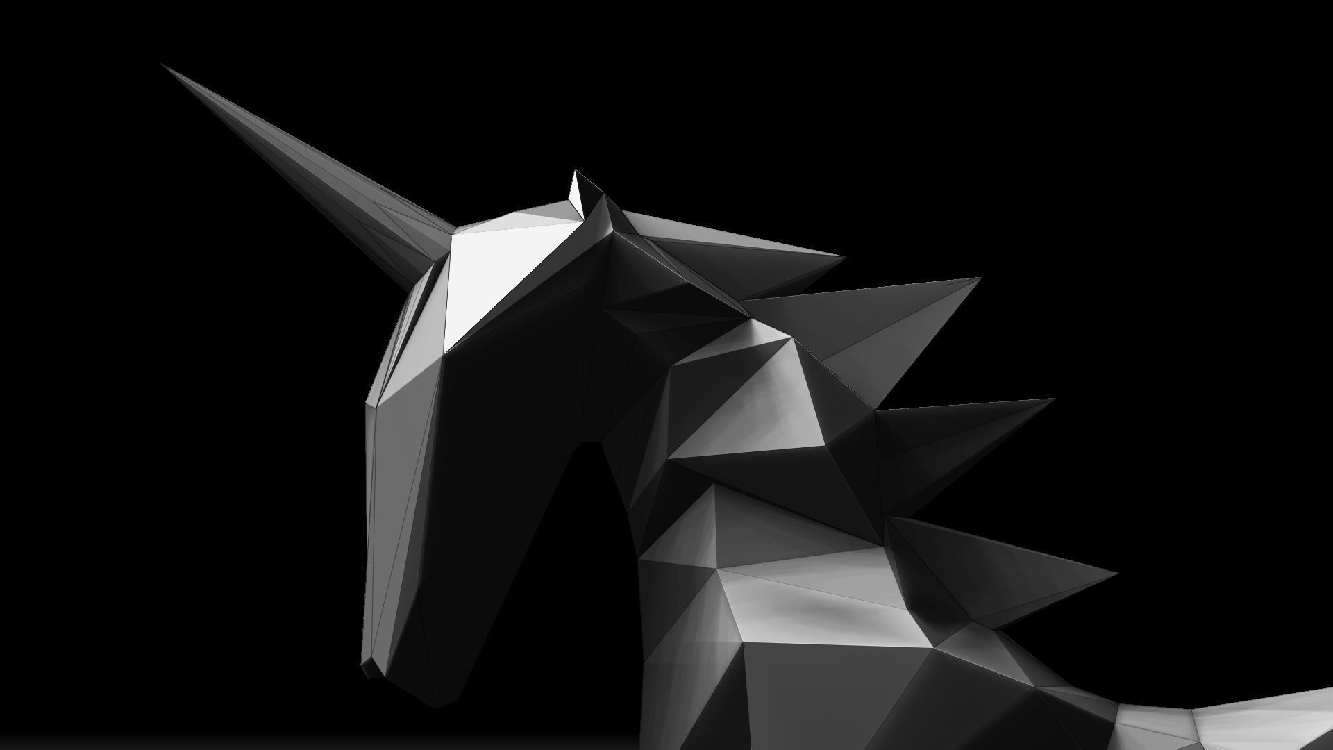 Origami Unicorn Low-poly 3D model_4
