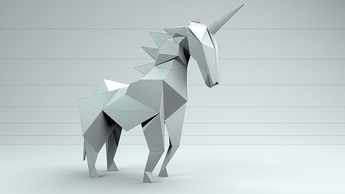 Origami Unicorn Low-poly 3D model