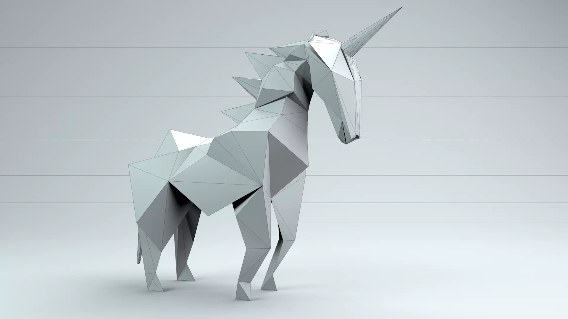 Origami Unicorn Low-poly 3D model_0
