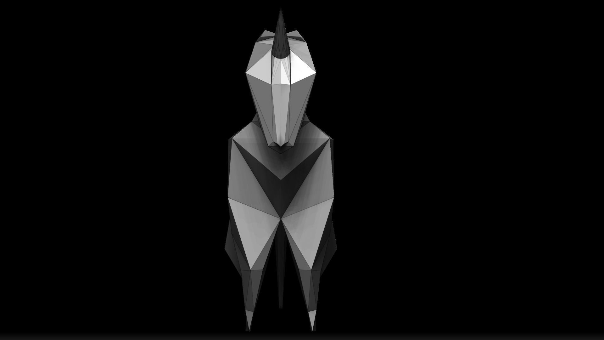 Origami Unicorn Low-poly 3D model_9