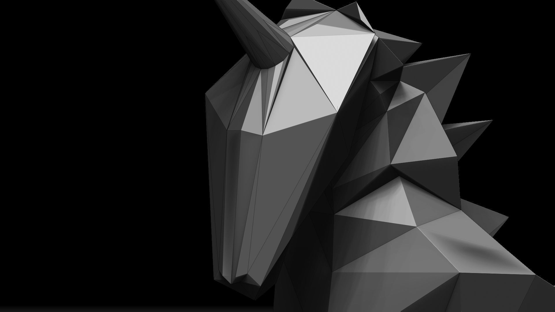 Origami Unicorn Low-poly 3D model_5