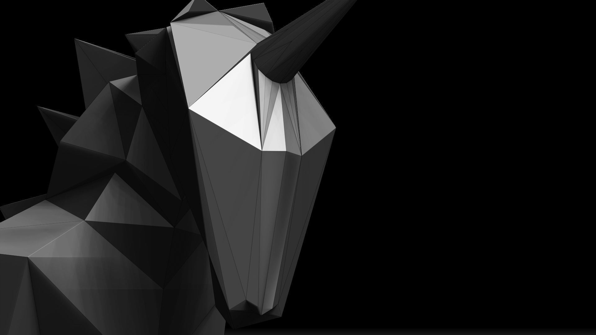 Origami Unicorn Low-poly 3D model_11