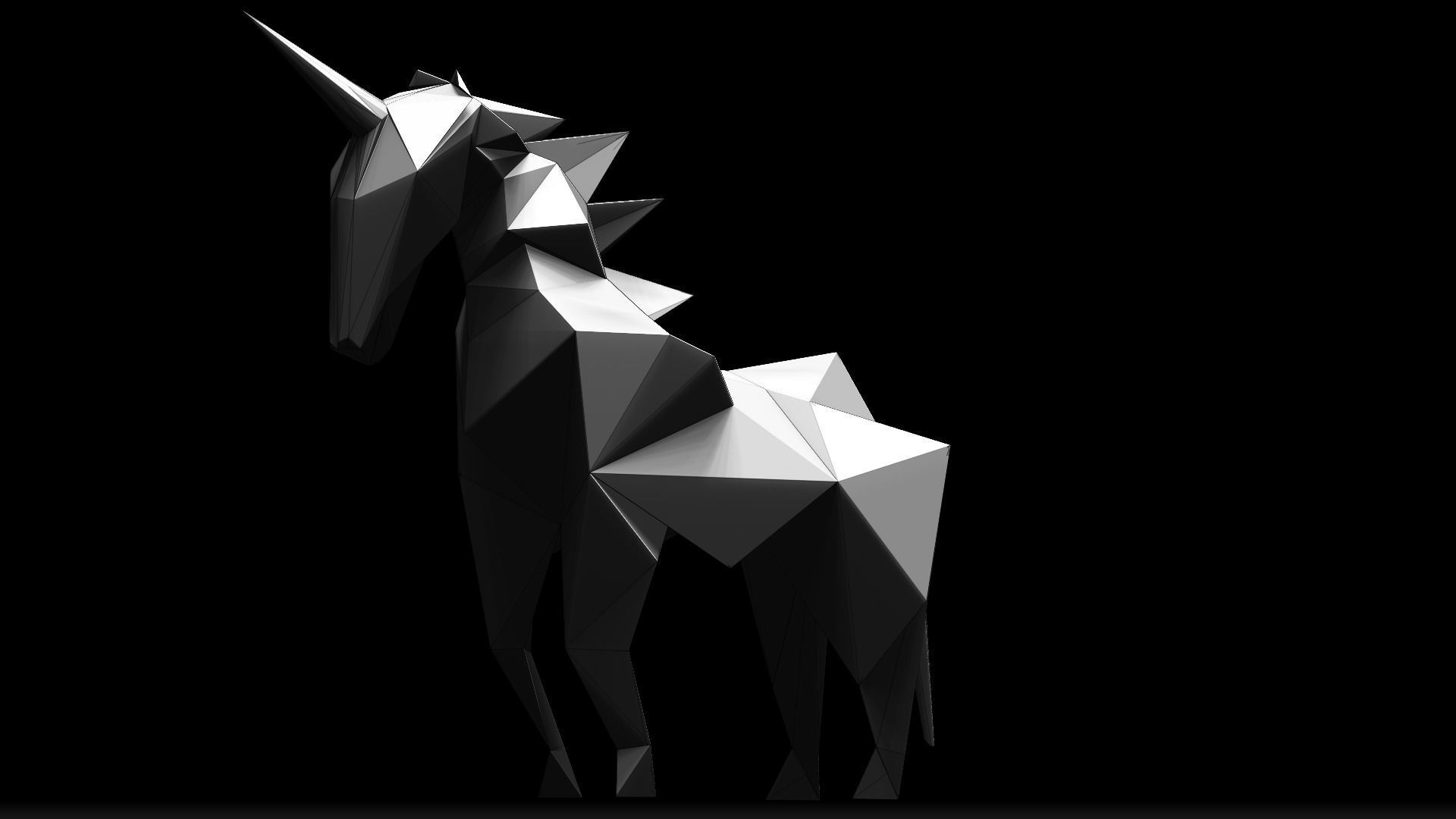 Origami Unicorn Low-poly 3D model_8