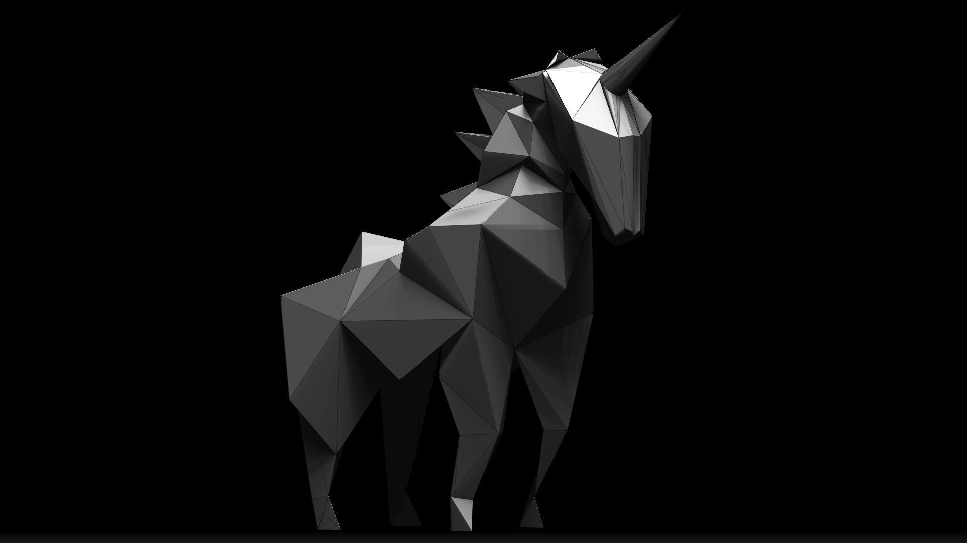 Origami Unicorn Low-poly 3D model_10