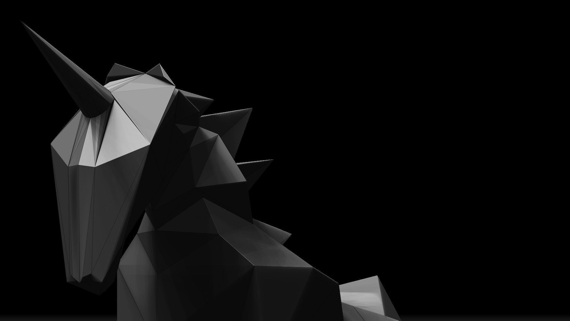 Origami Unicorn Low-poly 3D model_7