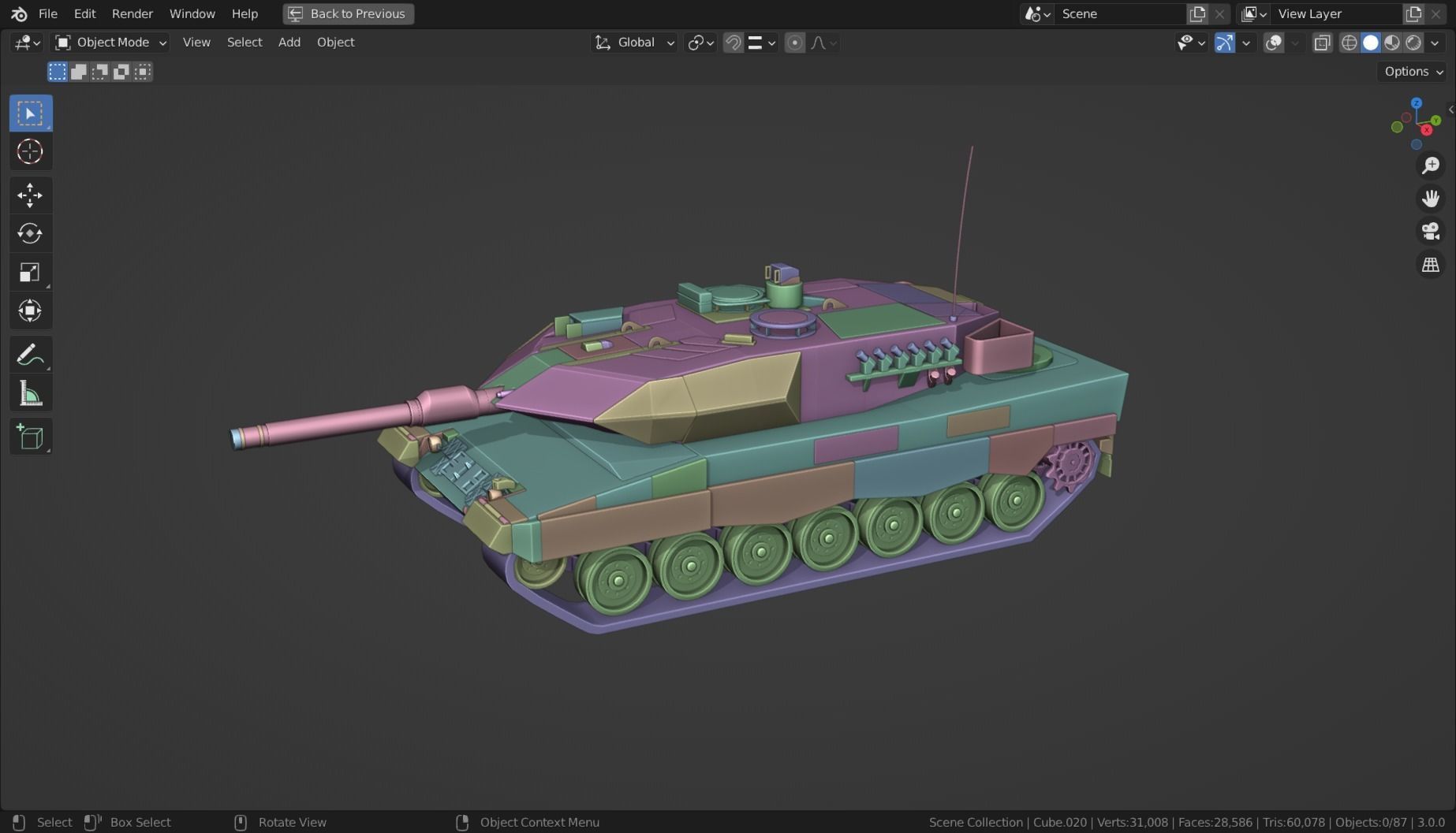 Leopard 2a5 TANK BASE MESH Low-poly 3D model_3
