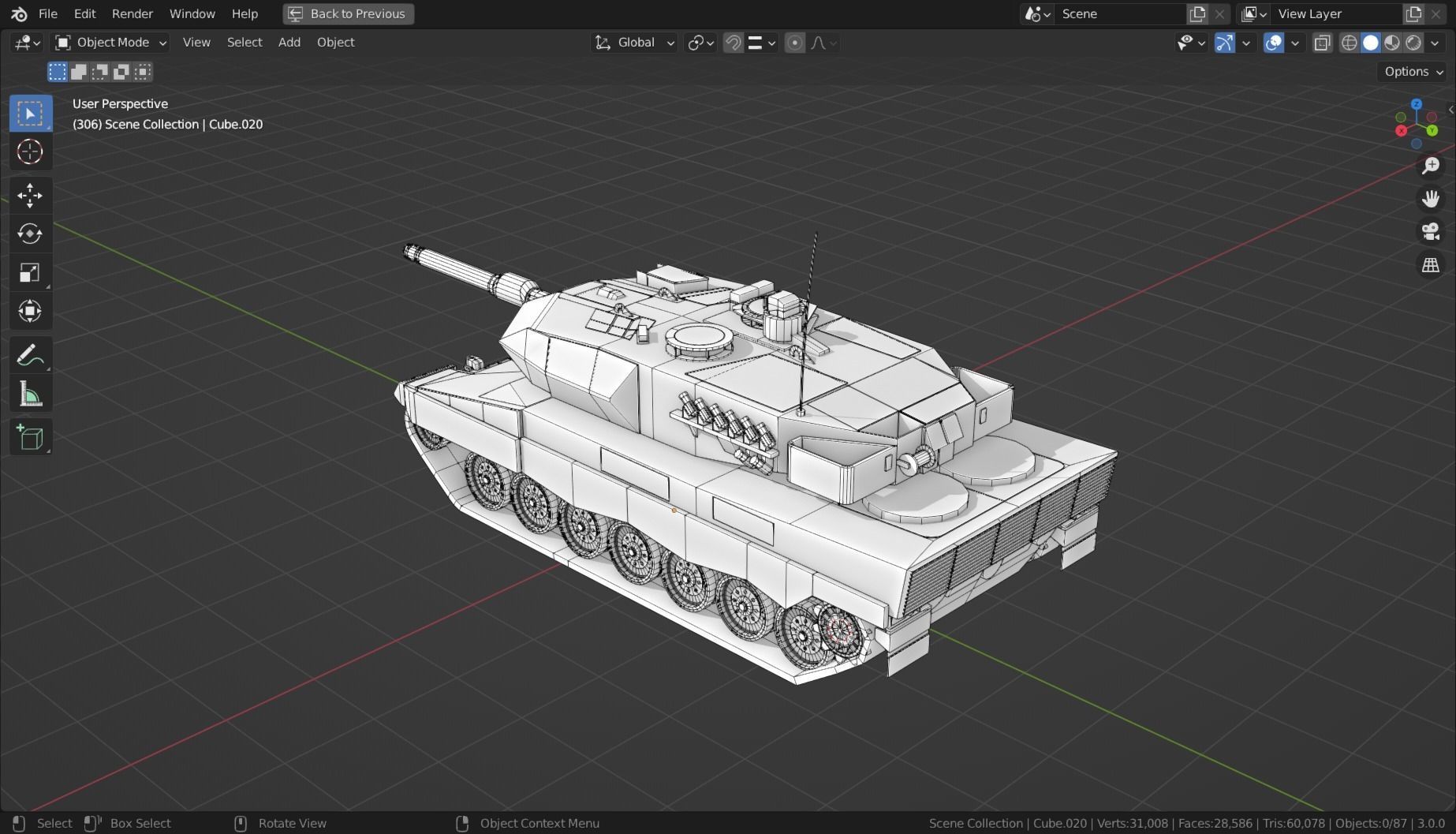 Leopard 2a5 TANK BASE MESH Low-poly 3D model_5