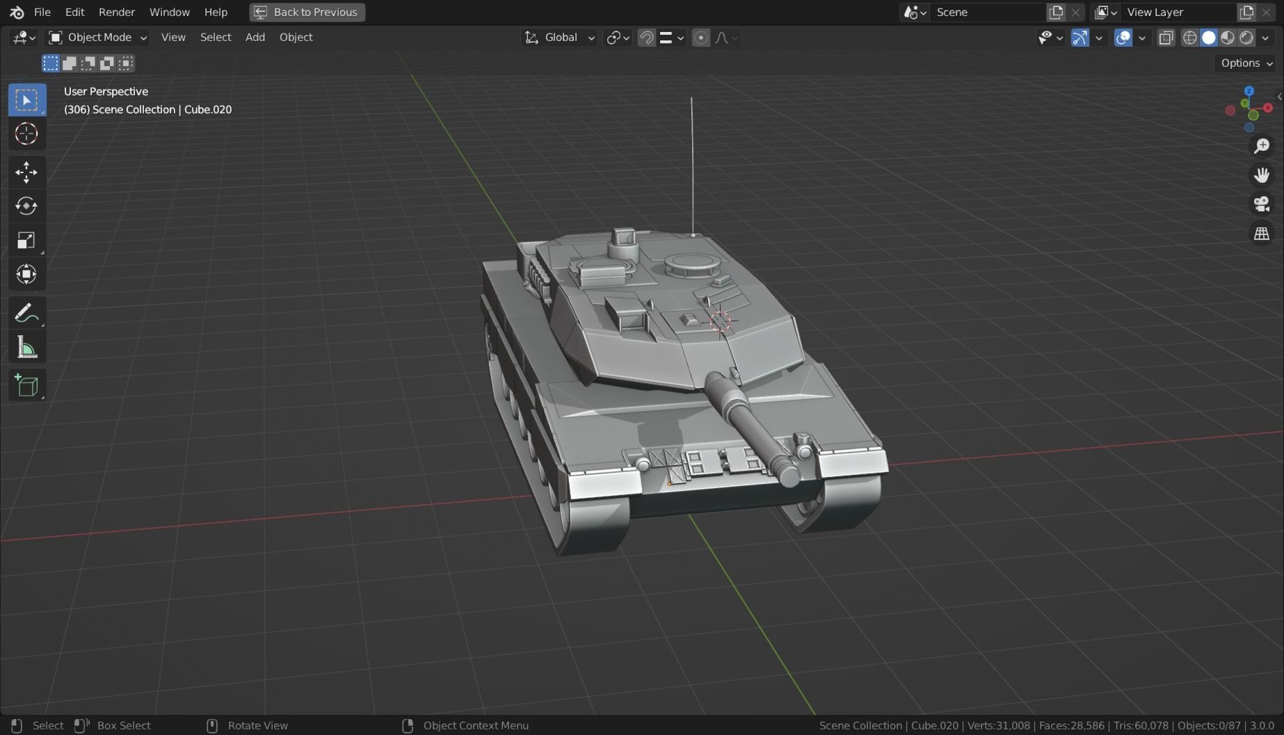 Leopard 2a5 TANK BASE MESH Low-poly 3D model_2