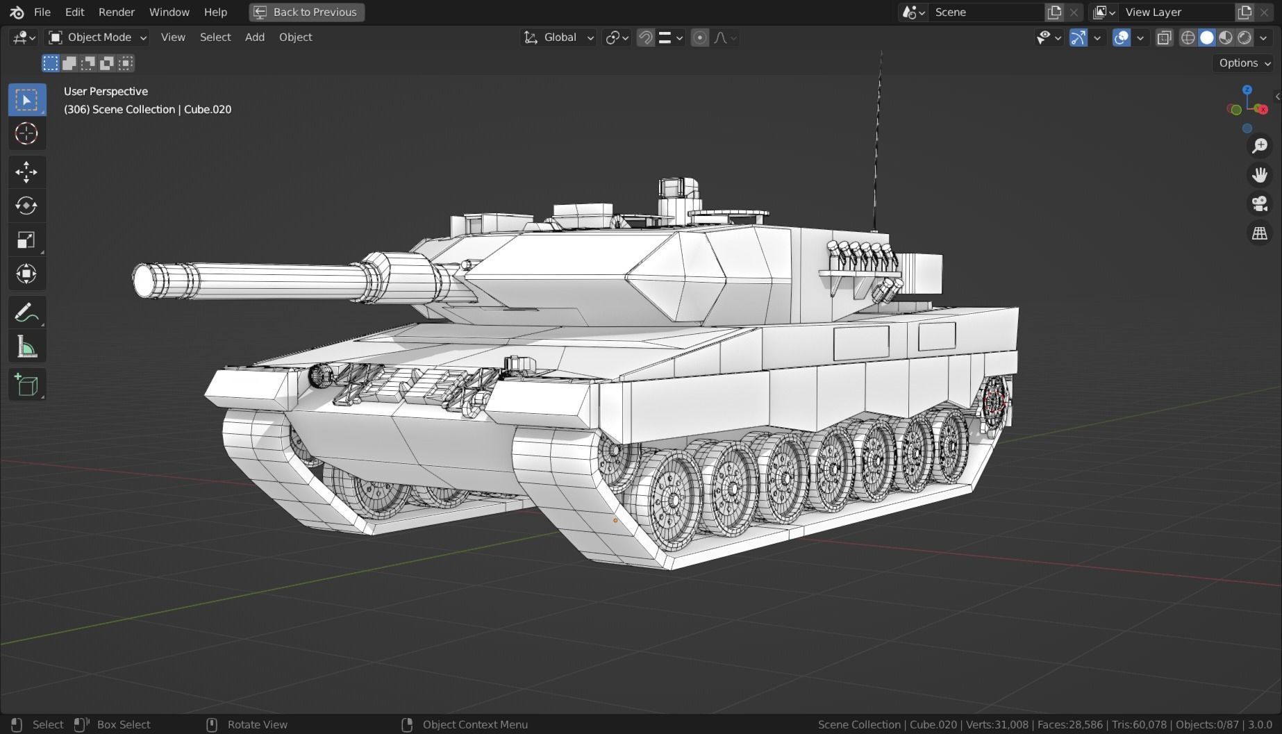 Leopard 2a5 TANK BASE MESH Low-poly 3D model_7