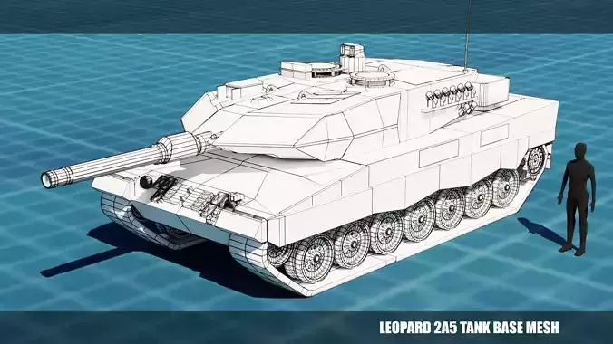 Leopard 2a5 TANK BASE MESH Low-poly 3D model