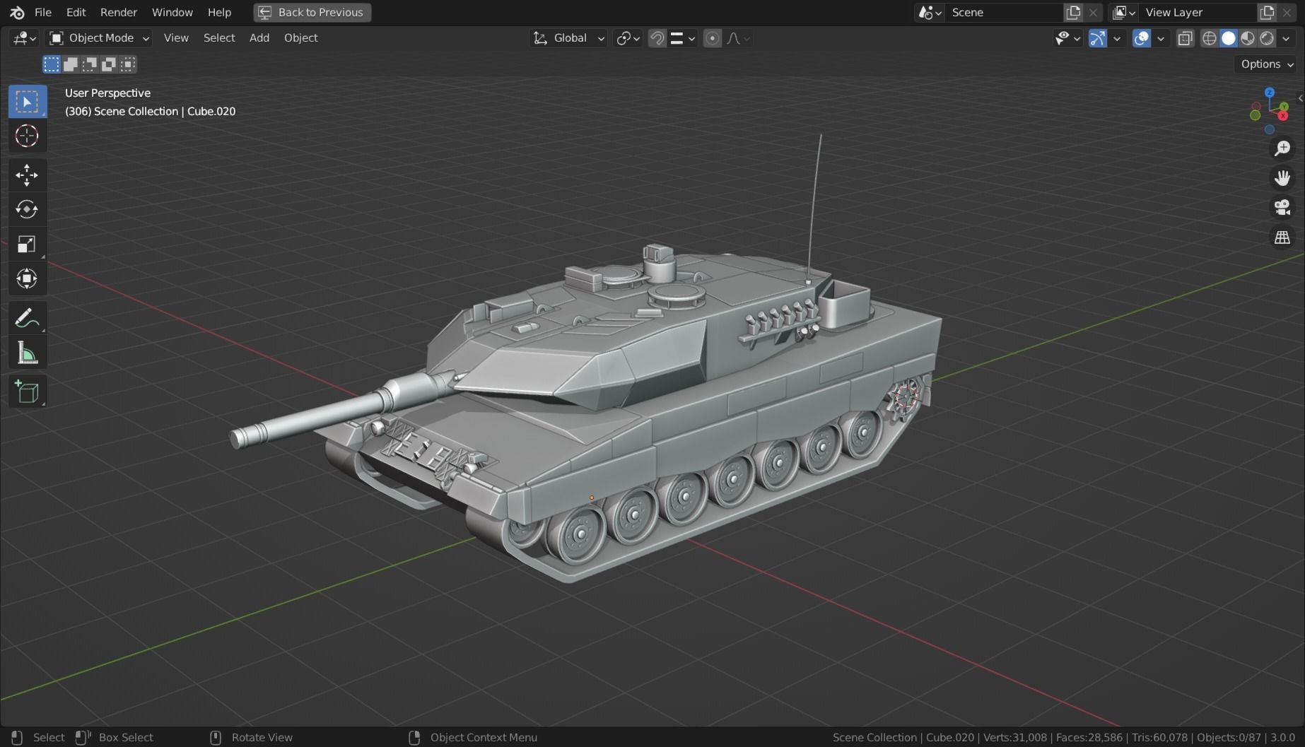 Leopard 2a5 TANK BASE MESH Low-poly 3D model_8