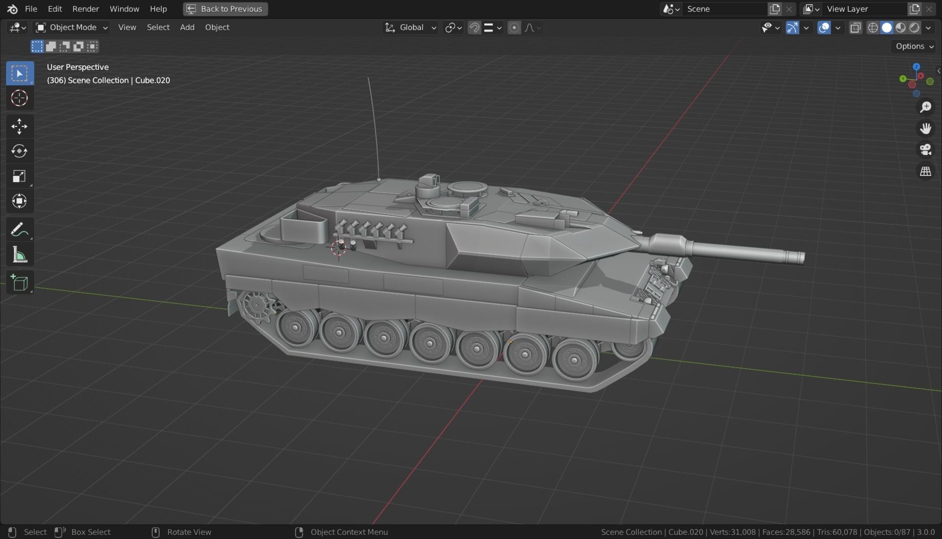 Leopard 2a5 TANK BASE MESH Low-poly 3D model_1