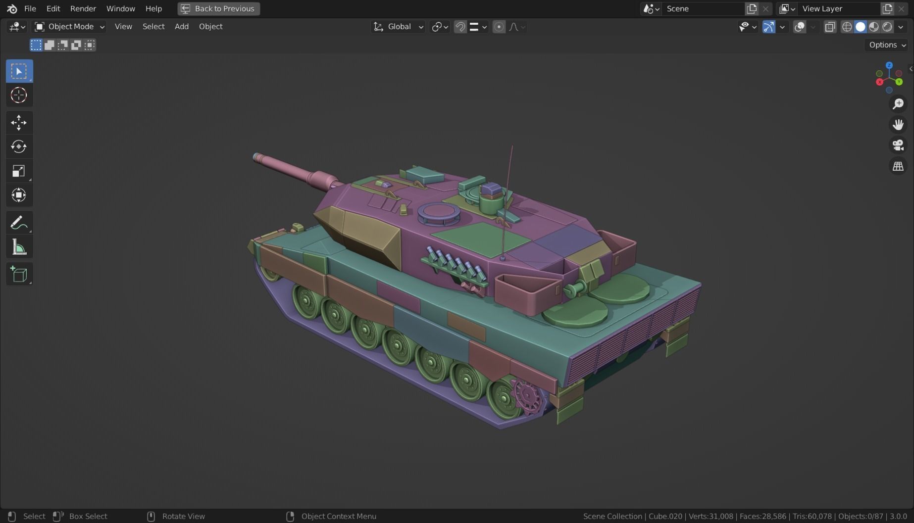 Leopard 2a5 TANK BASE MESH Low-poly 3D model_4