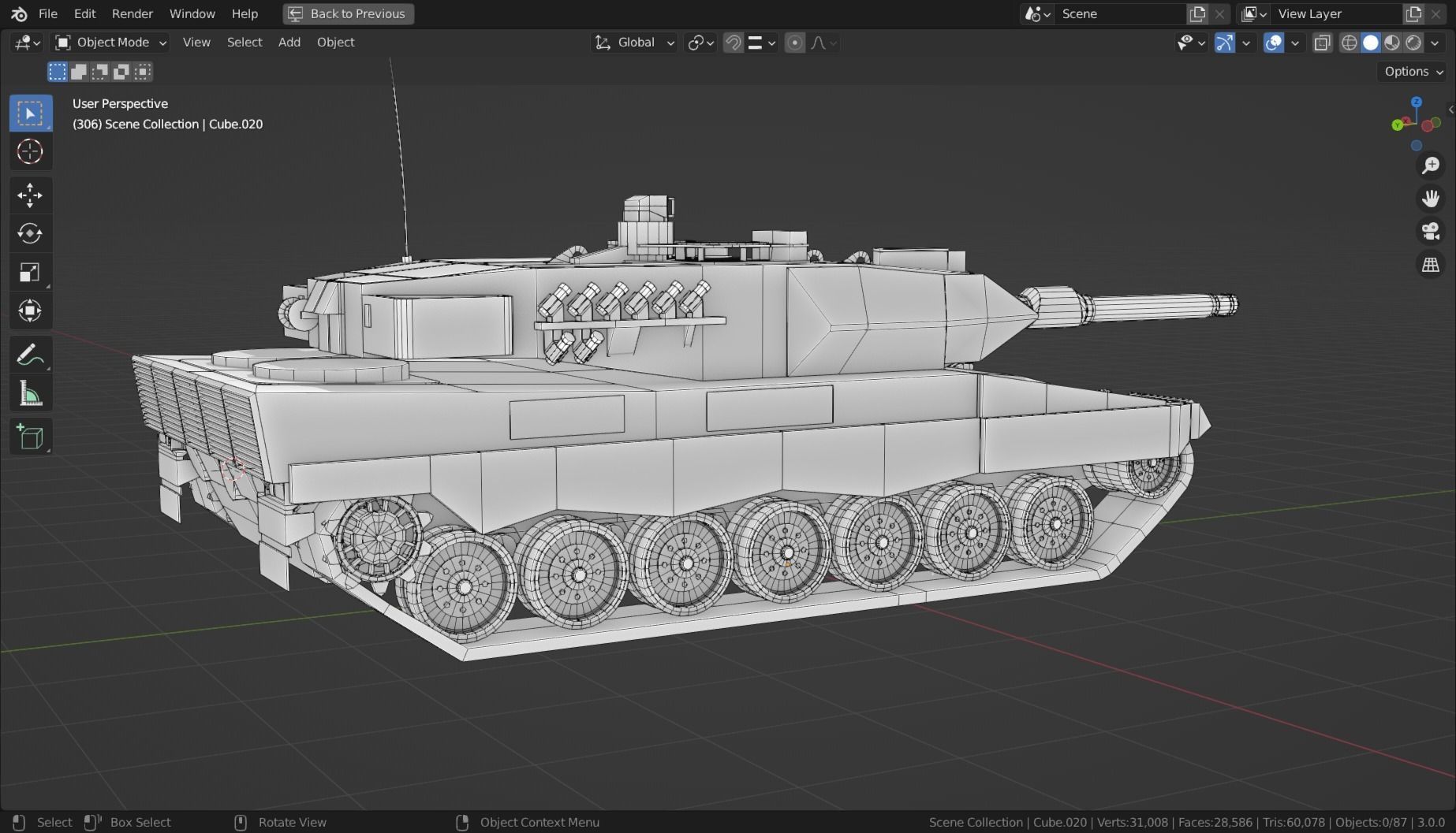 Leopard 2a5 TANK BASE MESH Low-poly 3D model_6