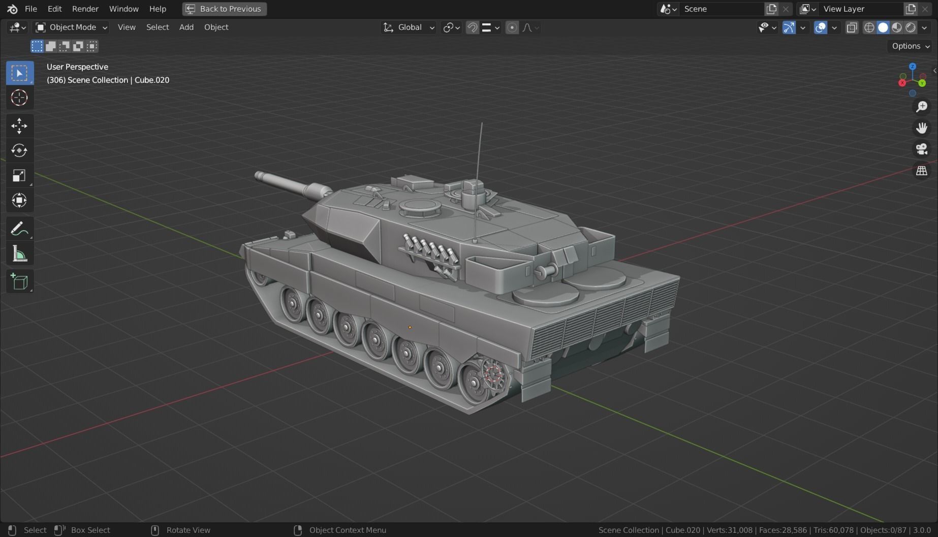 Leopard 2a5 TANK BASE MESH Low-poly 3D model_10
