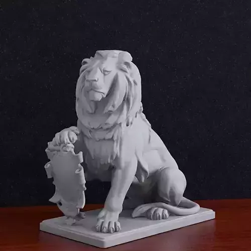 Lion with shield Statue
