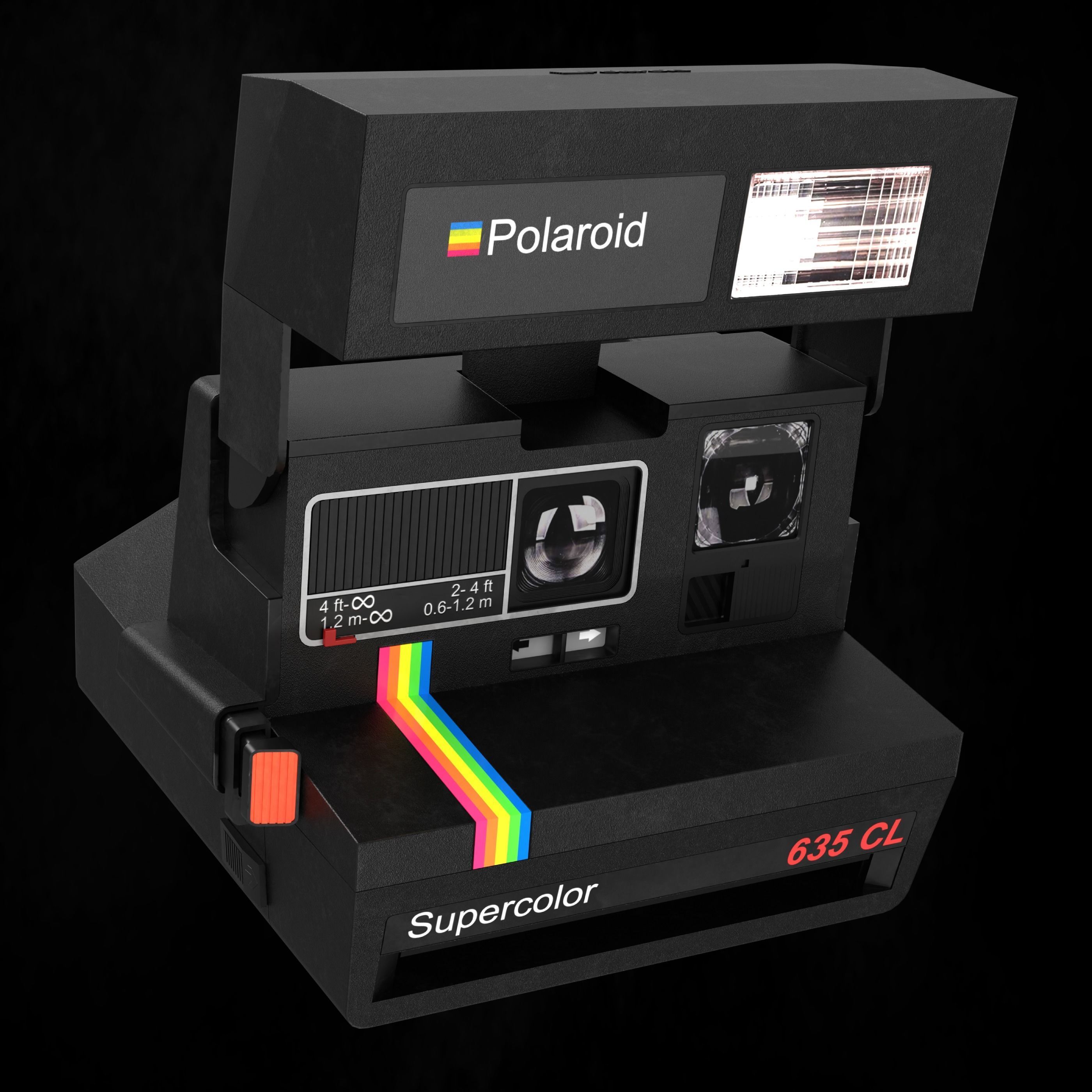 Polaroid Camera Supercolor 635 CL Low-poly 3D model_2