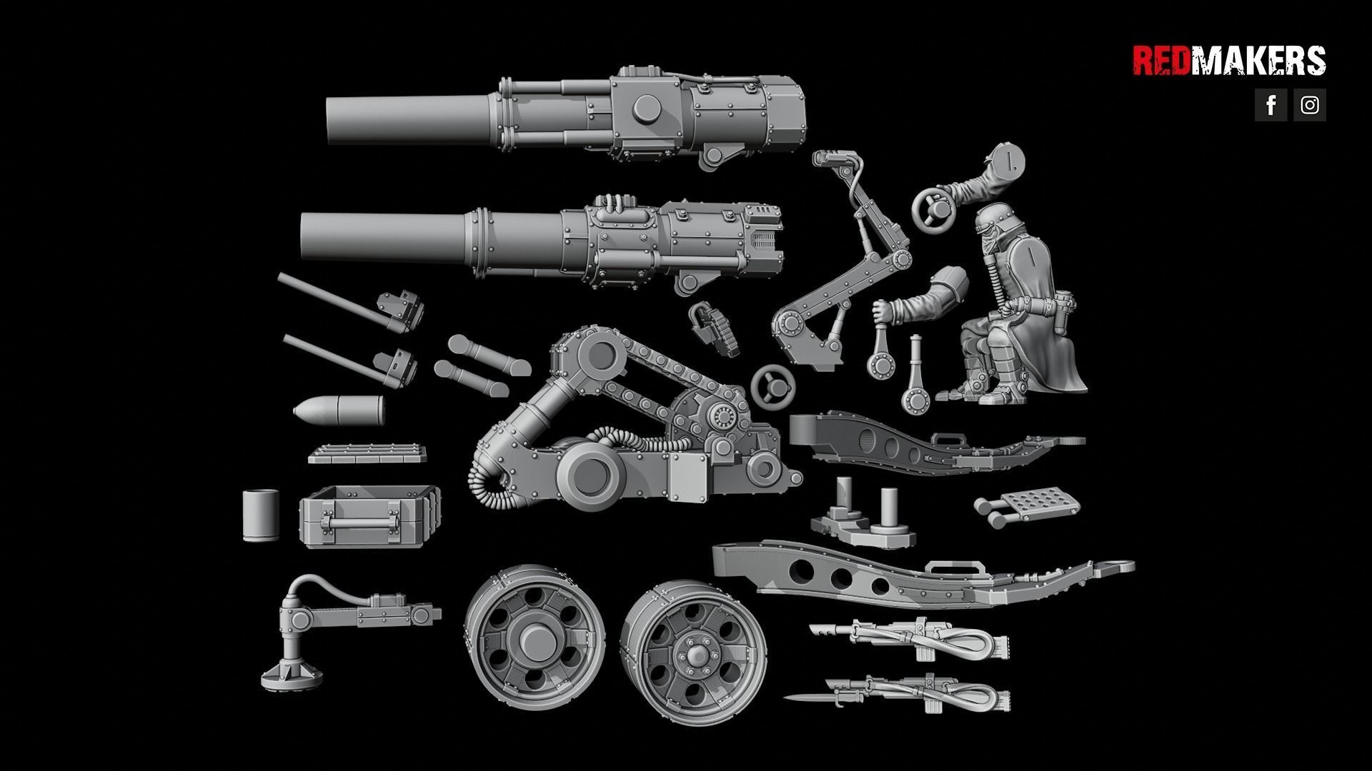 Field Gun and Heavy Laser Cannon - Death Division 3D print model_23