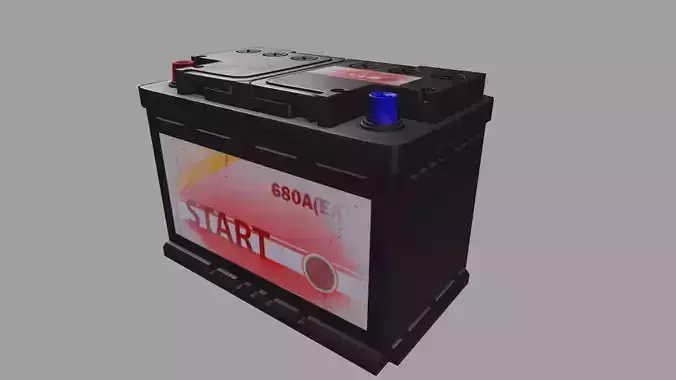 Accumulator car battery Low-poly 3D model