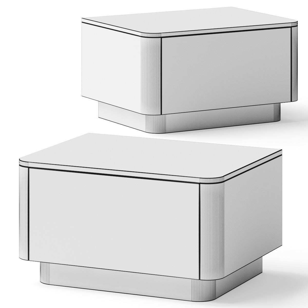 West Elm Pedestal Drawer Nightstand Bedside Table 3D model_1