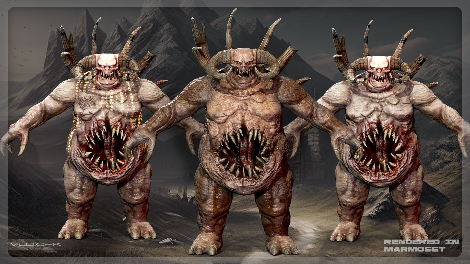 Clunk - Demon Warrior Low-poly 3D model_5