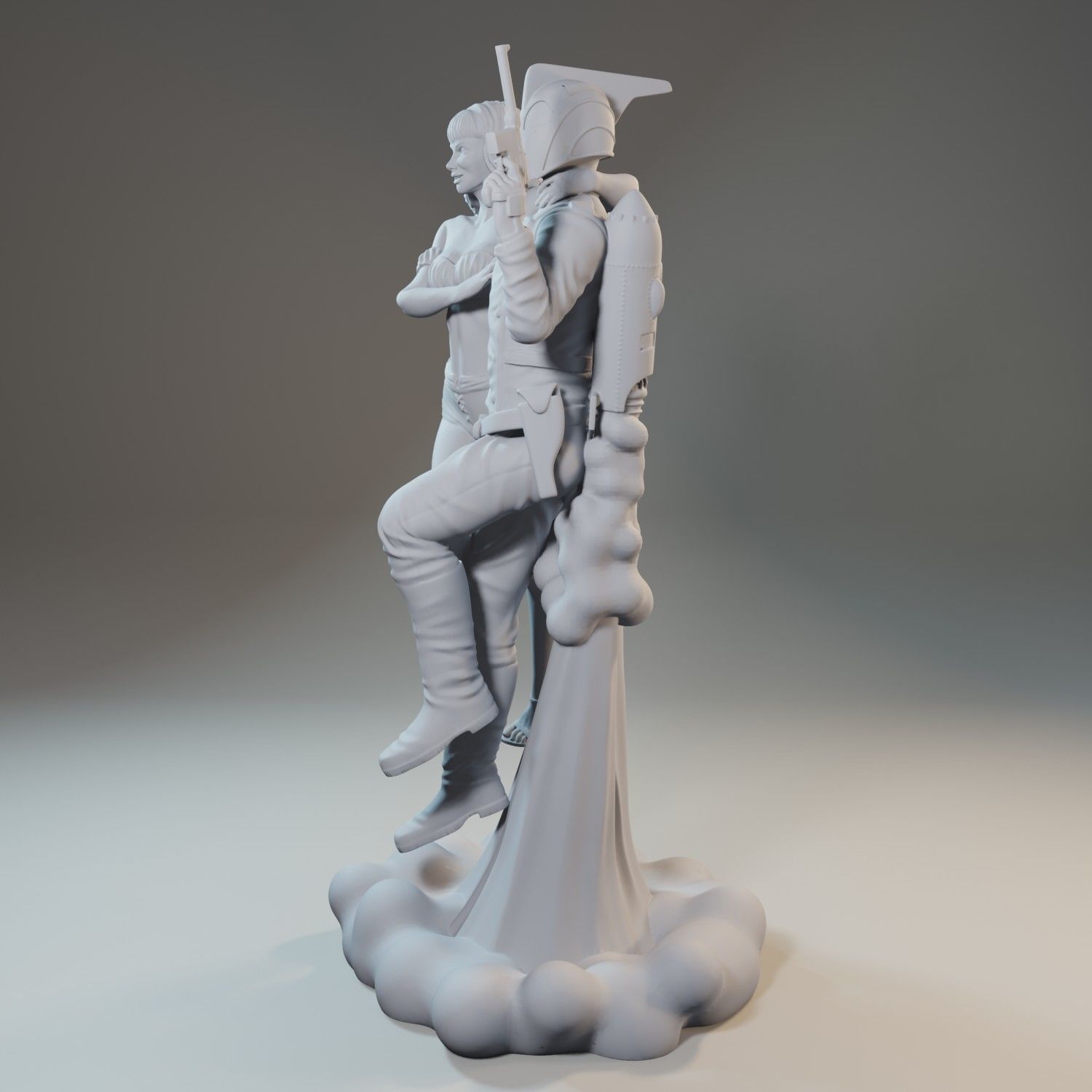 Rocketeer statue of couple holding hands 3D model 3D printable | CGTrader