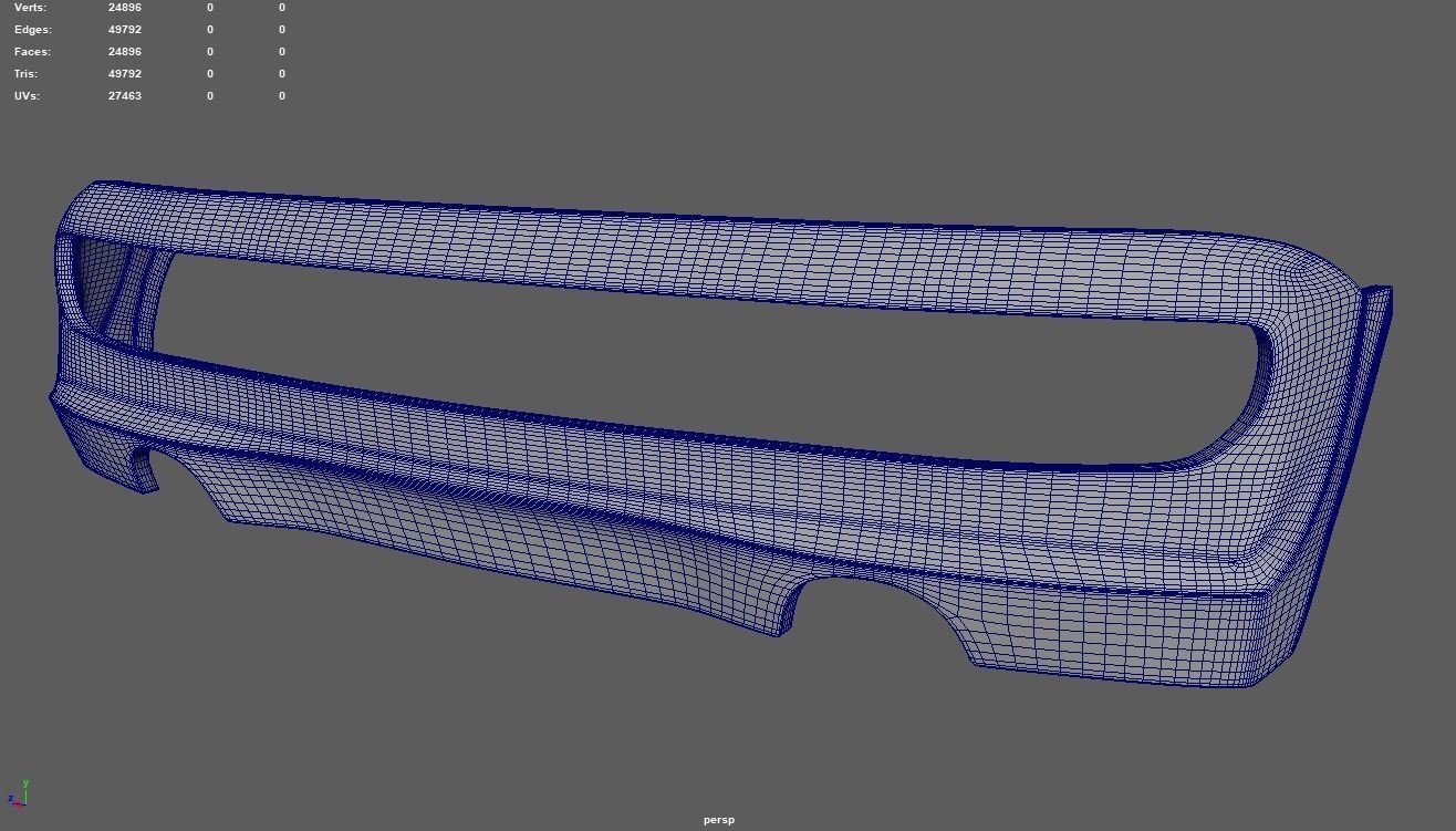 Rear Bumper Custom 01 Low-poly 3D model_8